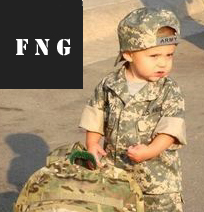 child wearing army cammies FNG