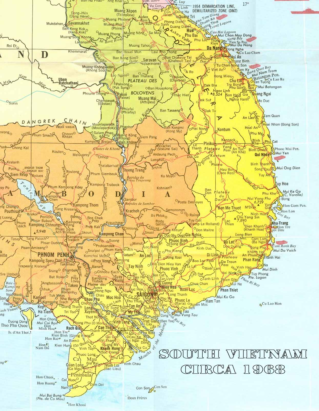 map of south vietnam cicrca 1968