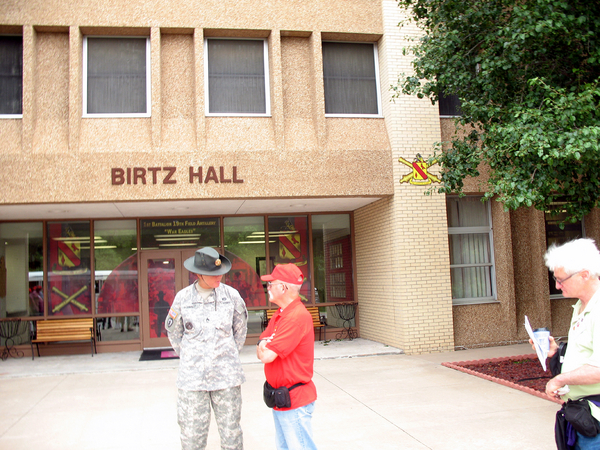 Reunion Photos - Danny "Cowboy" Fort
2/9th Veteran Raymond Hobbs chats with DS Schmidt.  Ray tells her it's been a few years since he wore a uniform at Ft. Sill.
