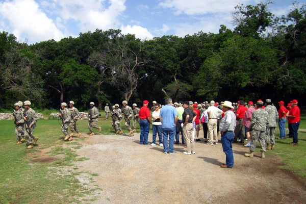 Reunion Photos - Danny Yates
Our basic training troops in action.  Les Cotton is in the forefront with his cowboy hat.
