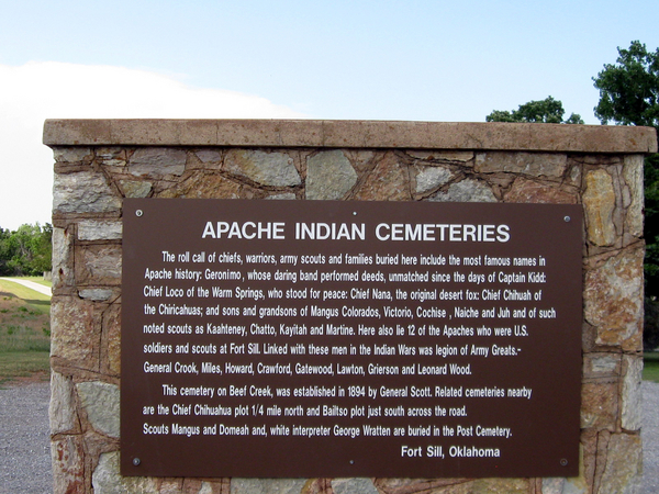 Indian Cemetery
No trip down memory lane at Ft Sill is complete without a visit to the Indian Cemeteries.  If you recall, you take Quinnette Road past the Officers Club (now the Patriot Club) and go until you are enroute to the field training areas.
