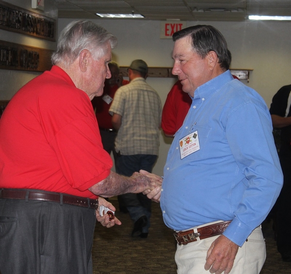 The Waldman Collection - Presenting Gifts
Host Jerry Orr presents a "challenge coin" to Les Cotton.  Les was in the FO party of none other than Lt Ric Shinseki who later became Gen Ric Shinseki.
