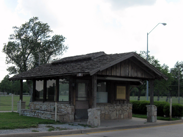 Original Guard Shack
Don't know why they left it standing, but it is a great memories of reporting in over 45 years ago to Ft. Sill. 
The sign says, "For Military Police Assistance, Report to Building XXXX at the intersection of Craig and Randolph Roads".
