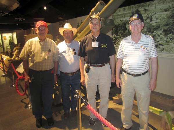 Reunion Photos - Wayne Crochet
TEN-SHUN!!  What is it with you guys?  You're retired, remember?

Ernie Kingcade, Les Cotten, Wayne Crochet and Ed Mahoney standing at perfect attention.
