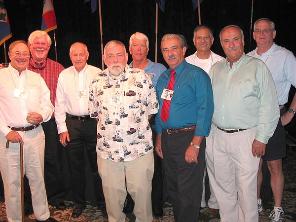 Banquet - The Redlegs
L to R: Bert Landau, Gary Dean Springer, Don Keith,
Jim T. James, Ed Thomas, Dennis Dauphin, Tom Roman, Mike Kurtgis, Joe Turner.   Missing from picture: Ernest Correia and Jim Connolly.
