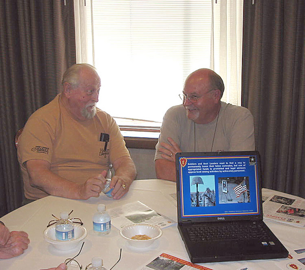 The Hospitality Suite
Such BS!  Hal Bowling and Art Johnson chuckle over the many tales told in the Hospitality Suite.
