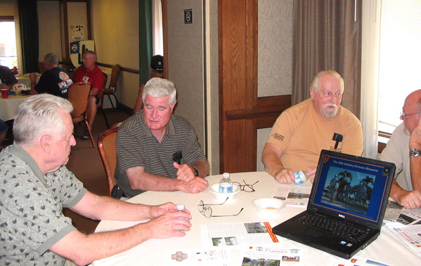 The Hospitality Suite
David Dunn, Bobby Day, Hal Bowling & Art Johnson.  Bobby seems to be telling David one version of a war story and Hal tells Art what REALLY happened.
