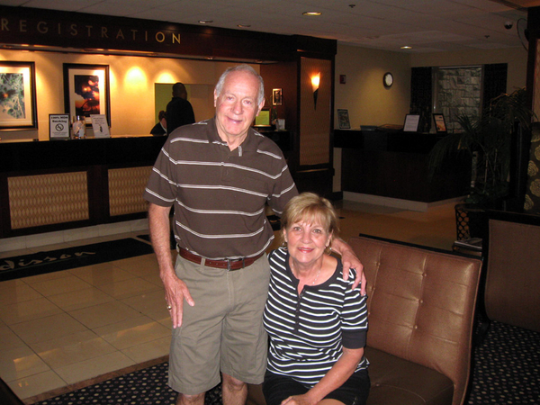 Goodbye!
FO Lt Don Kieth has told all of his "war stories" (again).  He and wife Barb departing from the lobby of the Radisson.
