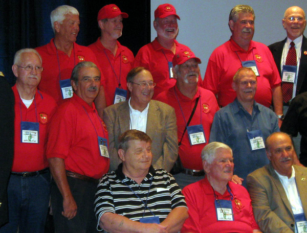 The Redlegs support the Grunts!
Back Row: Ed Thomas, J. William Ward, Terry Stuber, Jim Connolly, John Mullins.  Next row: Ernie Kingcade, Dennis Dauphin, Bert Landau, Danny Fort, Lee Okerstrom.  Front: Frank Herbick, Jerry Orr, Mike Kurtgis.  Not pictured: Bill Kull,  Ed Moor, Greg Malnar, Steve Sykora and Joe Henderson.
