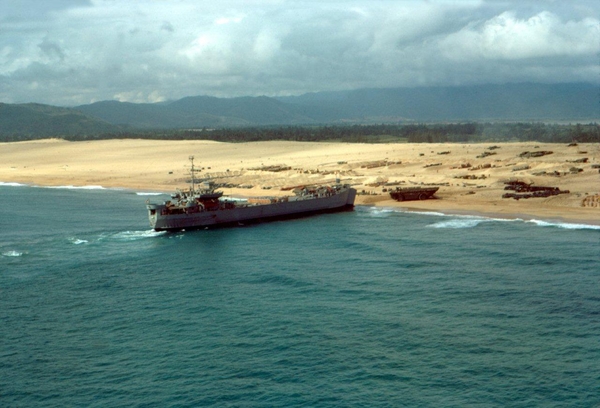 Ammo Dump on the beach
A "duck" unloads ammo to the beach from the South China Sea.
