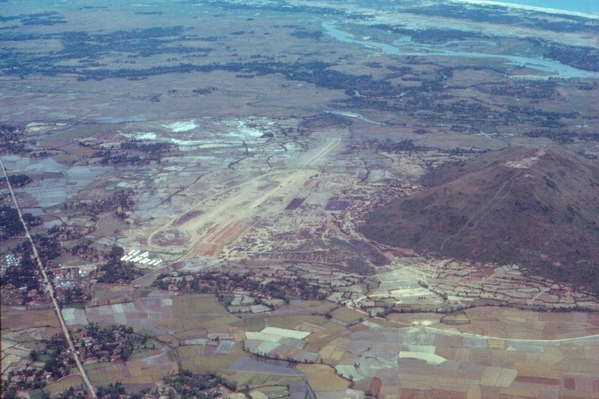 Under Construction
A panaramic view of the 3rd Brigade base at LZ Montezuma under construction.  Note the very identifiable hill that abuts the base with the South China sea next door.
