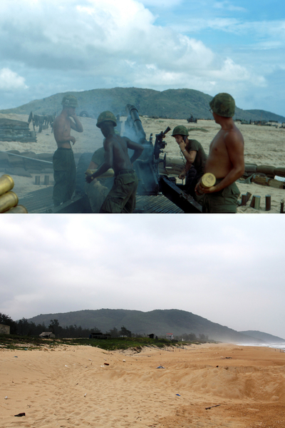 Then and Now
March, 2012.  A fantastic "direct match" photo comparison after 45 years.  This was on the beach at Duc Pho.  The beach is not as wide as it used to be, and our guide told us that it has eroded a lot.   {If you go back to the photo marked "DY-11", you will see Danny's original submission.}
