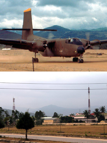 Then and Now
Here is a comparison picture of the airstrip in Duc Pho.  I wasn't able to make an exact comparison because I couldn't get to the other side of the runway, as it is a restricted area, but it is close enough to see how the area has changed.  {However, the background is unmistakable!)

