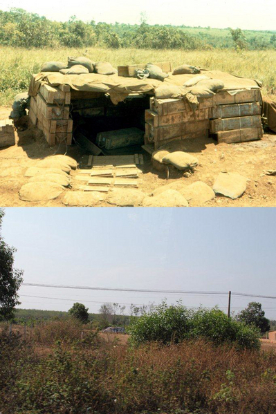 Then and Now
{First, go to Tab 1 and locate this bunker photo. It is in the 2nd row}

This is probably the least dramatic of my comparison pictures, but it means a lot to me because of the way I was able to find the location.  The location is on Hwy 19, south of Dragon Mountain, near the Tea Plantation.  Go to the map next.

