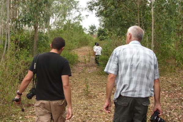 Down the trail in Nam
Danny Yates walking with his son down one of the roads at the old LZ Uplift.
