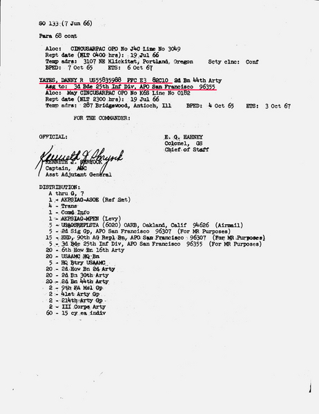 Report to Nam
Note that the orders state that "travel of dependents to this station not authorized".   As if they wanted to go in the first place!
