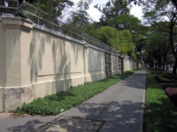 Vietnam: 2012 visit
Embassy Wall:  This is the wall that surrounded the US Embassy during the war.  It was on the rooftop of the embassy that we remember helicopters flying US personnel and Vietnamese trying to flee the onrush of the North Vietnamese Army in 1975.  That building has been torn down, and a US Consulate Building erected in its place.
