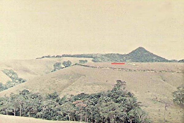 1st Cav was here
At the right end of the red line is the famous 1st Cav Insignia.  The 1st Cav held this Mang Yang Pass area for a long time prior to moving.  The road leads to the mountain peak and stops.
