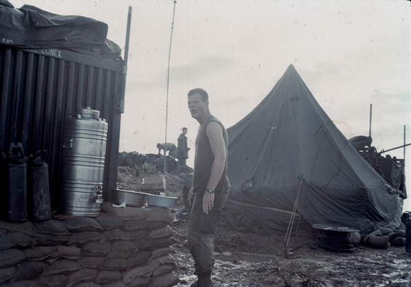 The Final Days
Capt Mike Casp, Battery Commander, just after monsoon lifted.

It was extremely regrettable that Capt Casp, filling in for a LNO who was on R&R, was in a C&C chopper shot down while on a Recon Mission.  He was a wonderful Battery Commander!
