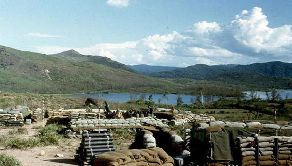 LZ OD
The lake is filled once again.  Made a very nice swimming and bathing hole.  Note fortified howitzer positions.
