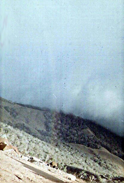 Rainbow at Highway 19
Angular photo shows a rainbow passing directly over the Infantry company A-2-35 commanded by Capt Charlie Murray.
February, 1967.
