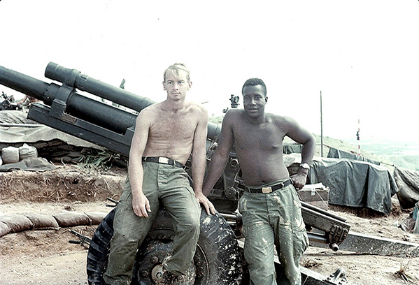 Section Chief Artie Geter
SFC Artie Geter, right, was always the first section to report "Ready!" to the XO.  So, I promoted Artie to "Base Piece" Section Chief, an honor among cannoneers.
