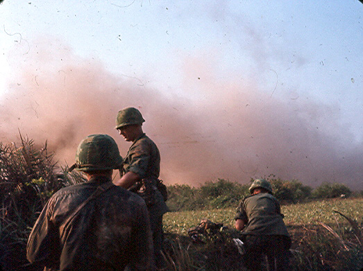 Capt Ed Nealon, B/1/35, directs the action in a firefight.
