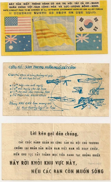 Back side of propaganda leaflets.
