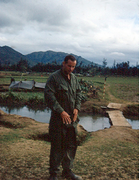 Lt Don Keith examines his manicure; guesses he won't need a pedicure.
