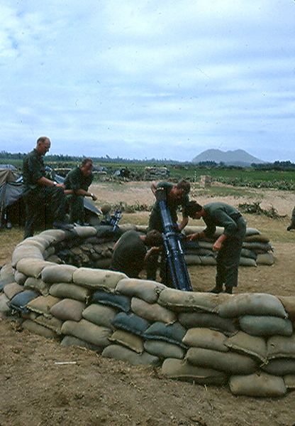 Lt Cal Grafe checks out his mortar platoon
