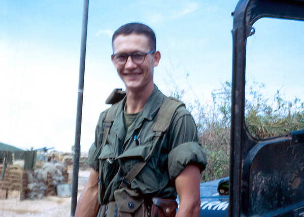 Got me a jeep!
Lt Kermit DeVaughn (deceased), an Alabama native, FDO for "A" Battery, is all smiles.
