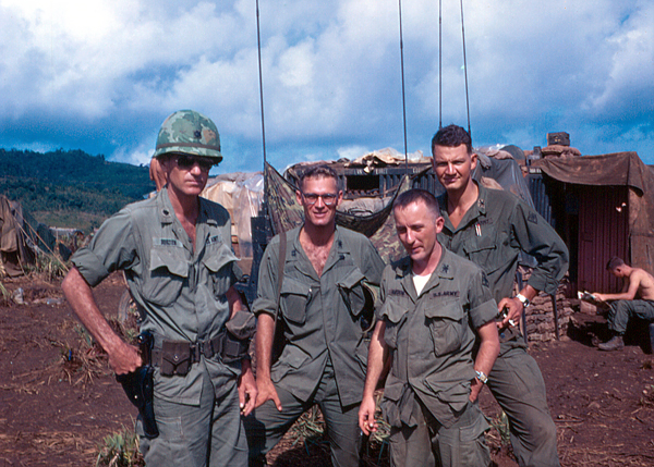 2/9th Arty Battalion Commander LtCol Gerald Bobzien, (Unknown), Lt Carl Stout, FO and (Unknown).
