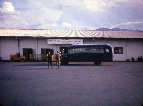 Sights & Scenes
Sign says "Det 1, 14th Aerial Port Squadron, Nha Trang.
(Click to enlarge)
