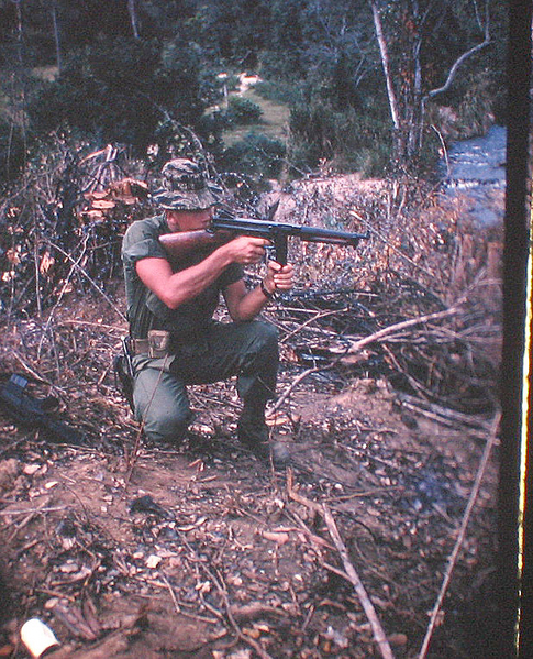 Ed's Arsenal
Lt Ed Thomas takes aim with the Thompson sub-machine gun, a popular mob toy in the 1920s in Chicago
