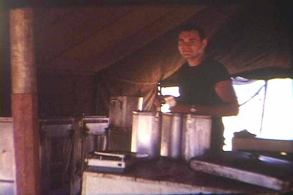 Tented Mess Hall
Duc Pho, Pleiku area, 66-67.  Mess tent.  Sure beats eating C-rats every day.
