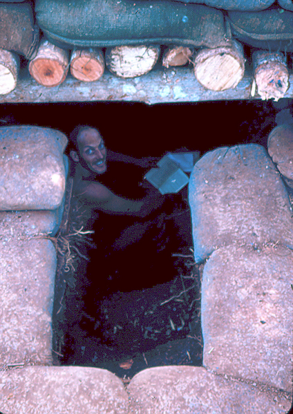 In the hole
Sgt Gunther in the gun crew bunker.  Sgt Gunther was an excellent Crew Section Chief.
