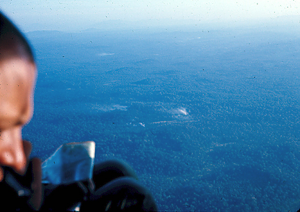 Almost there
There's the  LZ in  the clearing shown in the center-right of the photo.   You always wonder what might be in the tree line and all around the edges.  Often called "butthole pucker time" when you go in.
