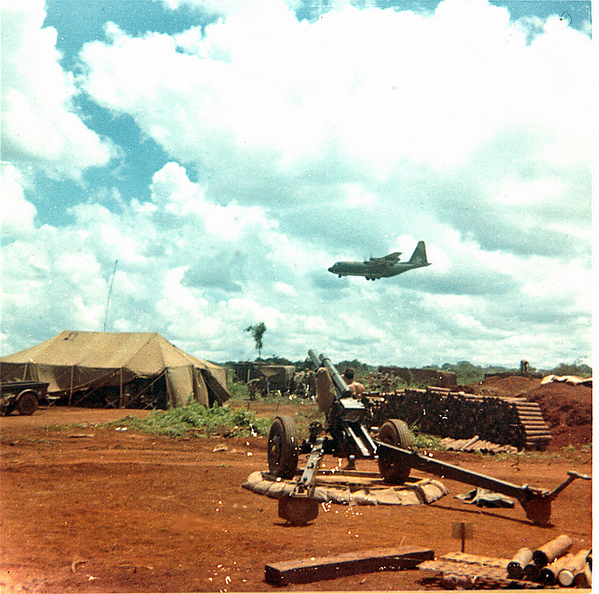 Ready, Aim....Don't Fire!
Interesting photo of a C-130 crossing the GT line.  After several planes got hosed with artillery, the order came down to post an "air guard" during fire missions.
