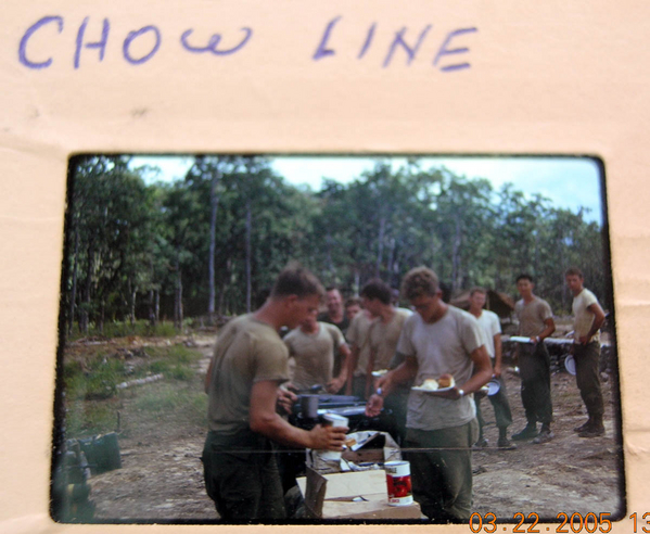 Chow Line
The evening meal was almost always "A" Rations.
