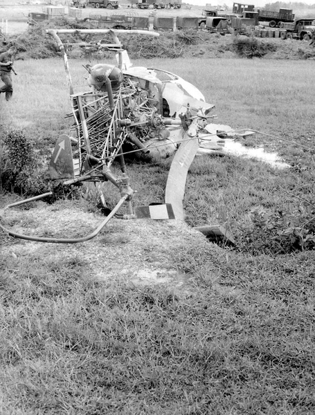 Hard Landing
Looks like an erector set toy in this condition. Note the tail blade twisted.
