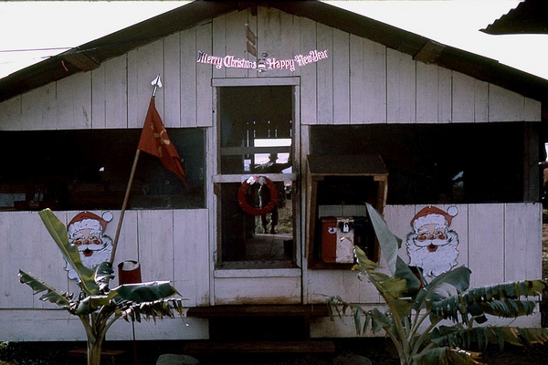 In the Christmas spirit
A colorfully decorated entrance to the 2/9th Bn Hq Orderly Room.   The locals are probably still trying to figure out the guy with the white beard.
