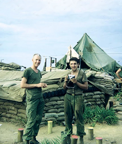 A Kodak moment
PFC Doug Wigginton and PFC Greg Malnar taking photos at LZ OD near Duc Pho, 1967.
