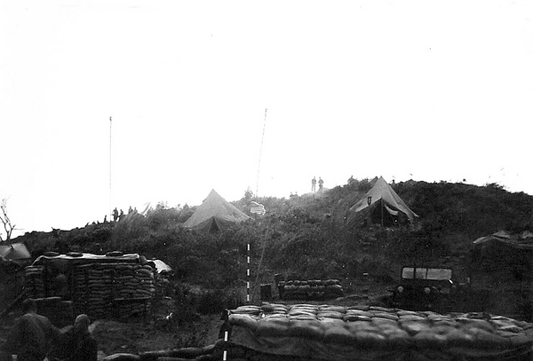 #6 gun pit
Taken at LZ Corral, this shot looks upward at the hill from the #6 gun pit.  March, 1967.
