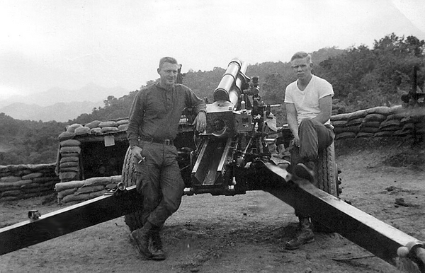 Our gun
PFC Hourigan, left; Sp4 John Waldman at right.  LZ Corral.
