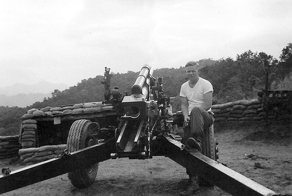 Sp4 John Waldman
Sp4 John Waldman at LZ Corral.  Note the white t-shirt.
