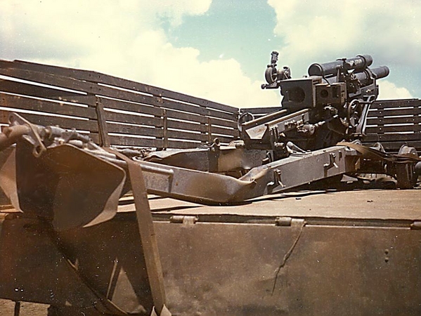 Deadly attack
A friend of mine was killed when this gun took a direct hit from a VC attack. This is what it looked like when it was hauled away on a deuce and a half truck.


