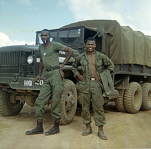 The Motor Man
A very memorable character at right; his name was either Rogers or Richards.  Fellow at left is UNK.  The guy really loved WOMEN and met a few courtesy of the local mama-san.  He said that Asia was heaven and he had no plans to return to the US.  There were a lot of guys like that over there.
