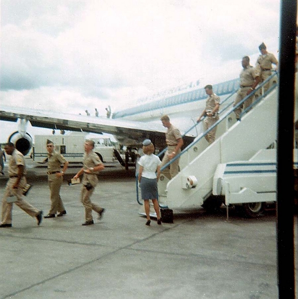 Hooray - R&R Time
Bankok R&R - those wonnnnderful Pan Am stewardesses.  They always posted one or two at the door just inside the plane as you were leaving...and at least one at the end of the gangway stairs...smiling beguilingly in a skirt and heels.   Sighhhhhhh!
