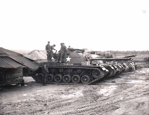 Here come the tanks
These were some of the tanks that armor guys operated out of LZ Montezuma. I remember them, the ordnance and the engineering boys clearing a road for us to convoy once.

