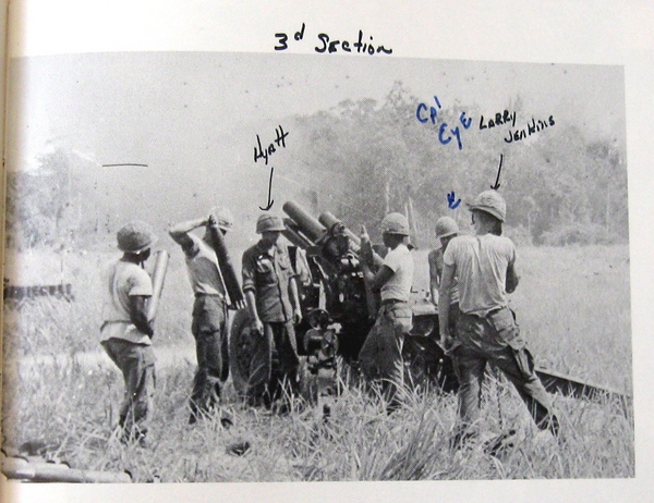 25th Div Yearbook - Oct 1, 1941 to Oct 1, 1966
Notations on photo:  3d Section.  Identified by the arrows are: Sgt Walter Hyatt, Cpl Eye, and Sgt Larry Jenkins.
